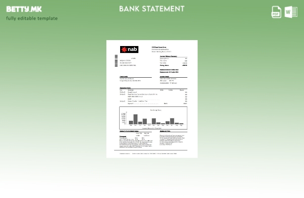 Модерен стил, шаблон ексел за извод од банка во САД NAB